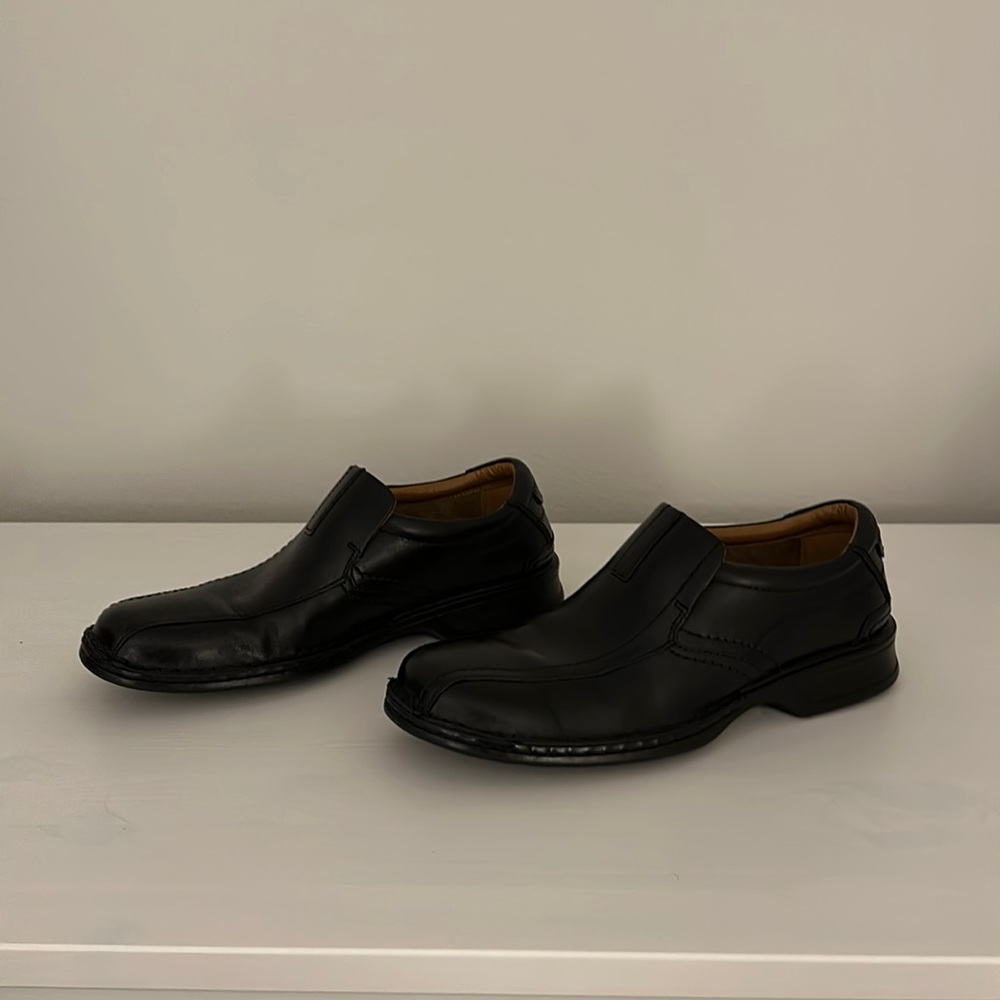 Clarks black dress shoes.
